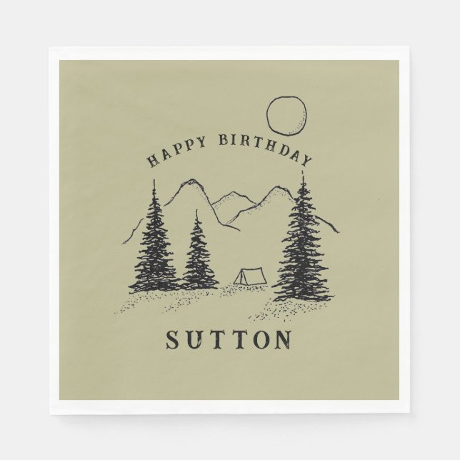 Serviette En Papier Camping d'anniversaire personnalisé (Devant)
