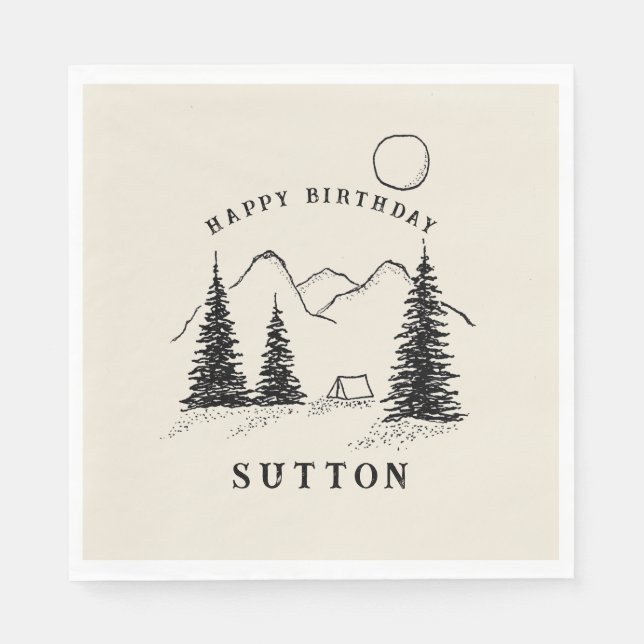 Serviette En Papier Camping d'anniversaire personnalisé (Devant)