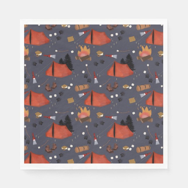 Serviette En Papier Camping Extérieur Aventure Été Feu de camp (Devant)
