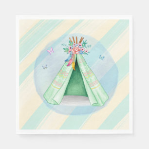 Serviette En Papier Camping Glamping Tente Verte Slepover À L'Extérieu