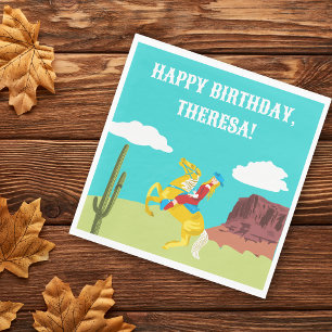Serviette En Papier Campy Western Cowgirl on Horse Custom Anniversaire