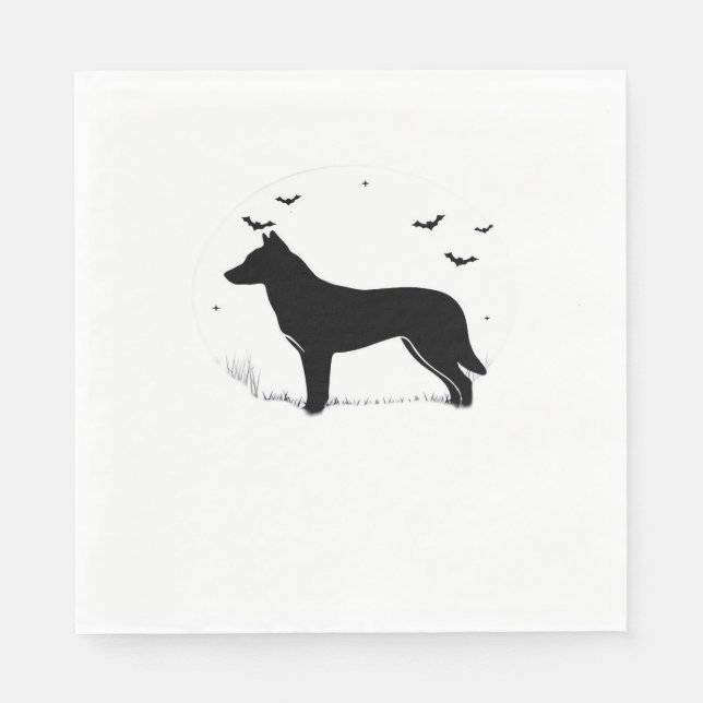 Serviette En Papier Canaan Chien - Halloween Lune Silhouette Classique (Devant)