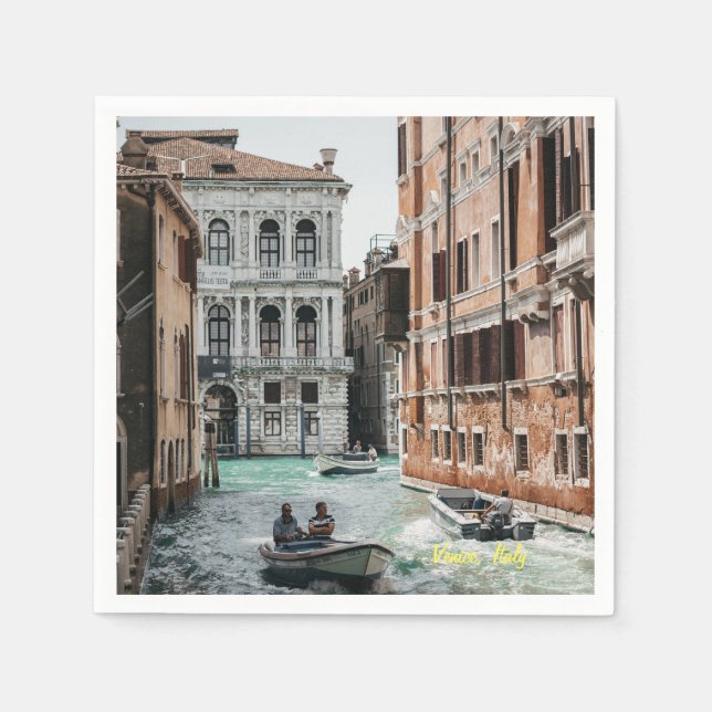 Serviette En Papier Canal de bateau de Venise (Devant)