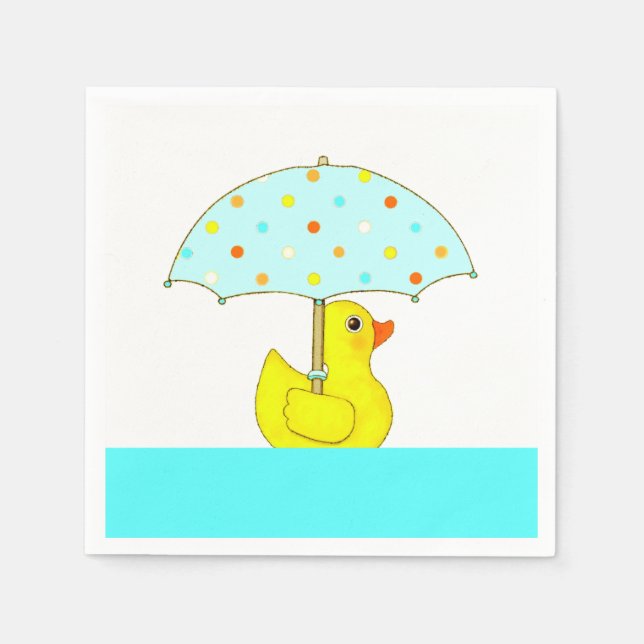 Serviette En Papier Canard baby shower Chéri Avec Parapluie (Devant)