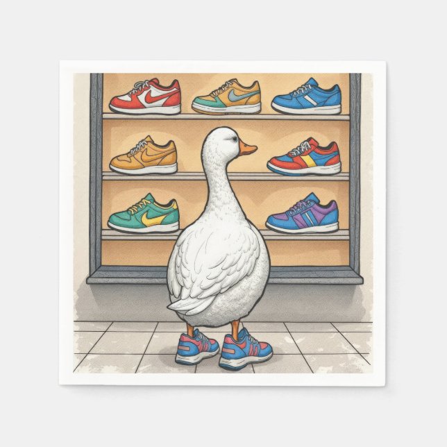 Serviette En Papier Canard blanc faisant du lèche-vitrines pour des ba (Devant)