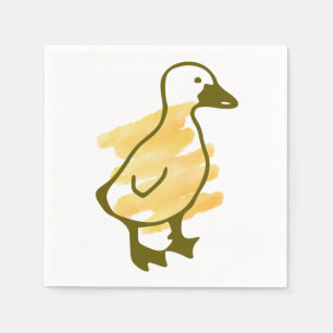 Serviette En Papier Canard drôle aquarellé en jaune
