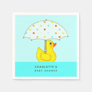 Serviette En Papier Canard en caoutchouc de Baby Shower avec parapluie