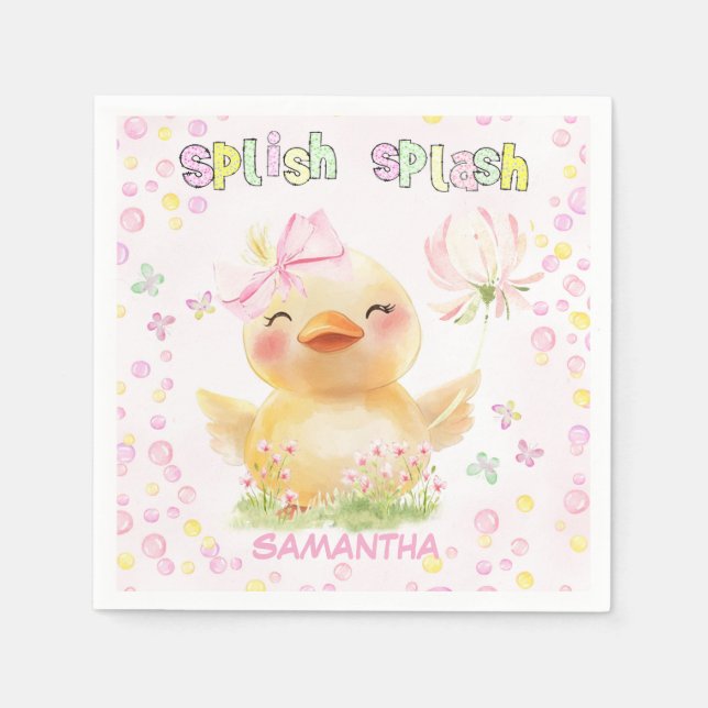 Serviette en papier Canard en caoutchouc rose pers (Devant)