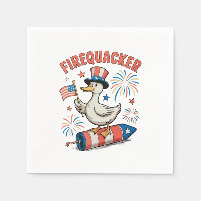 Serviette En Papier Canard patriotique Firequacker 4 juillet 250e (Devant)