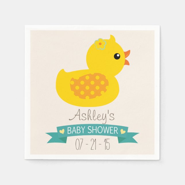 Serviette En Papier Canard turquoise et jaune, canard; Baby shower (Devant)