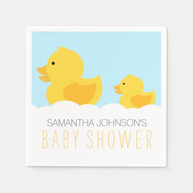Serviette En Papier Canards en caoutchouc Baby shower jaune neutre (Devant)