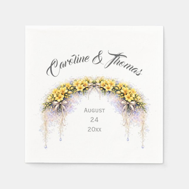 Serviette En Papier Canary Yellow Romantic Freesia  Floral Wedding (Devant)