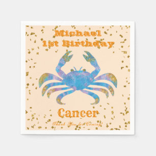 Serviette En Papier Cancer amusant Premier anniversaire & Gold Confett