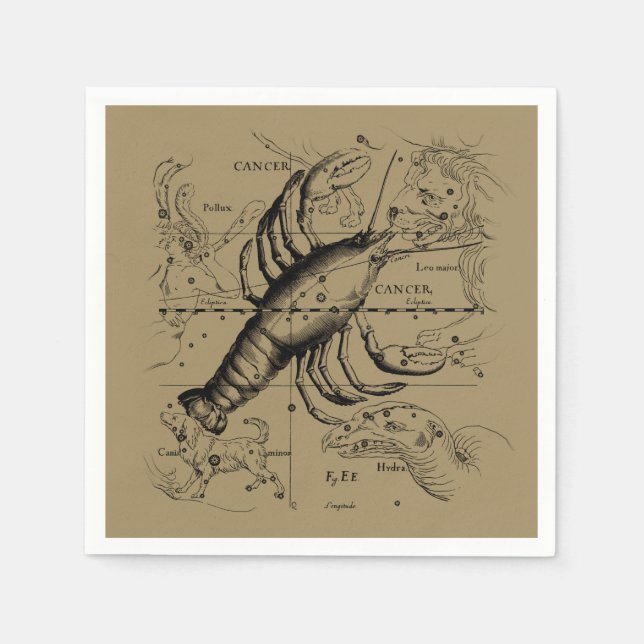 Serviette En Papier Cancer constellation Hevelius 1690 Engaving (Devant)
