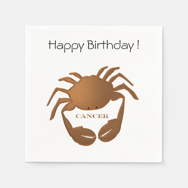 Serviette En Papier Cancer Crabe Zodiac Joyeux anniversaire (Devant)
