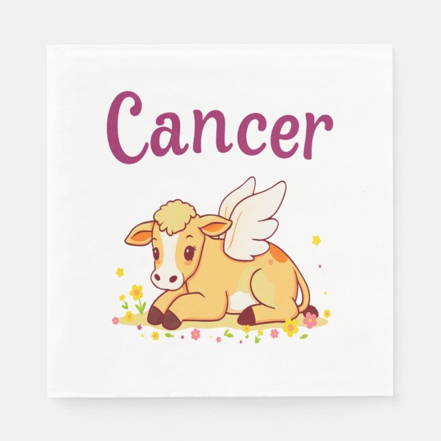 Serviette En Papier Cancer Vache zodiaque, Cancer mignon (Devant)