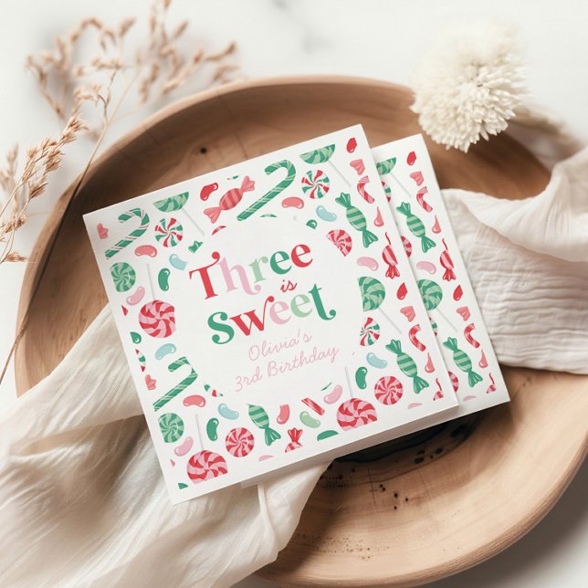 Serviette En Papier Candy Noël Trois est Douce 3ème Anniversaire (Créateur téléchargé)