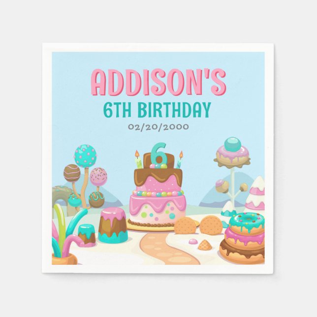 Serviette En Papier Candy Sweet Girl's Candyland Anniversaire (Devant)