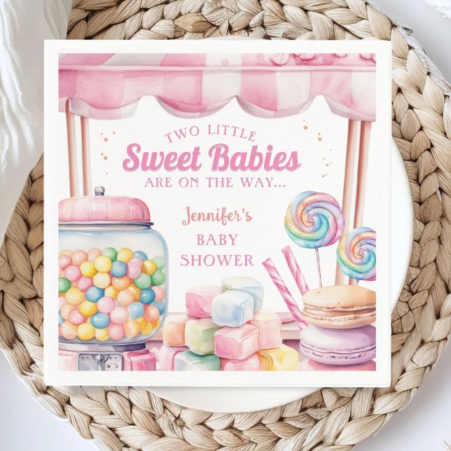 Serviette En Papier Candyland Twins Baby shower Sweets Papier Napkin (Créateur téléchargé)