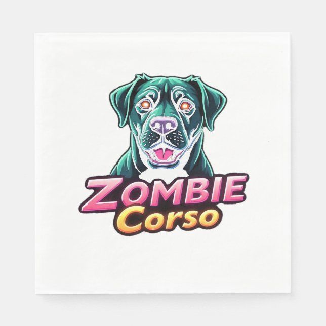 Serviette En Papier Cane Corso Italien Mastiff Chien Zombie Halloween  (Devant)