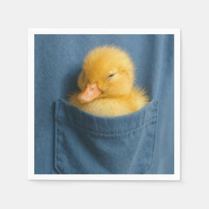 Serviette En Papier Caneton jaune dans une poche de T-shirt
