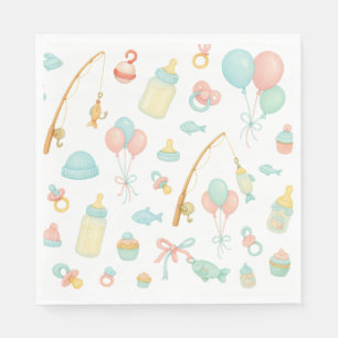 Serviette En Papier Canne à pêche Révélation bébé pour les amateurs de