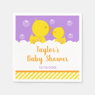 Serviette En Papier Caoutchouc jaune et violet Baby shower