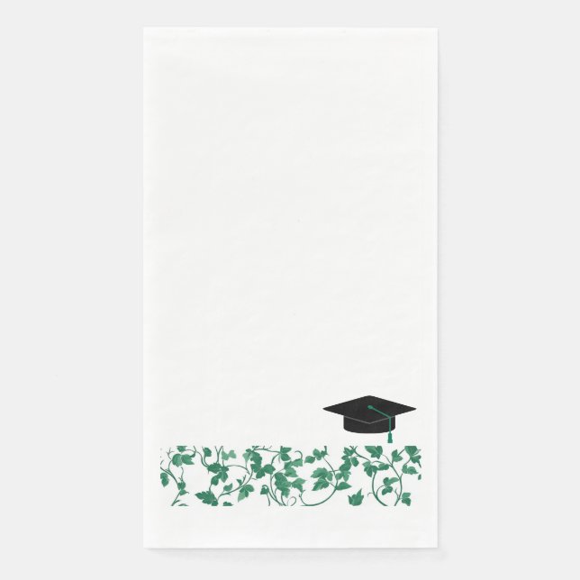 Serviette En Papier Cap de graduation à motif de lierre vert (Devant)
