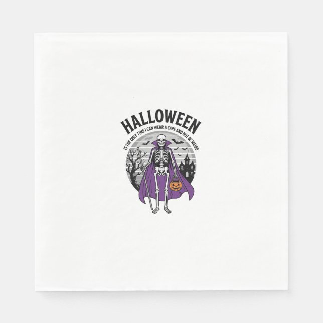 Serviette En Papier Cape de Halloween Citation Squelette Drôle Design  (Devant)