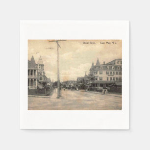 Serviette En Papier Cape May NJ, Ocean Street, c1910 Vintage