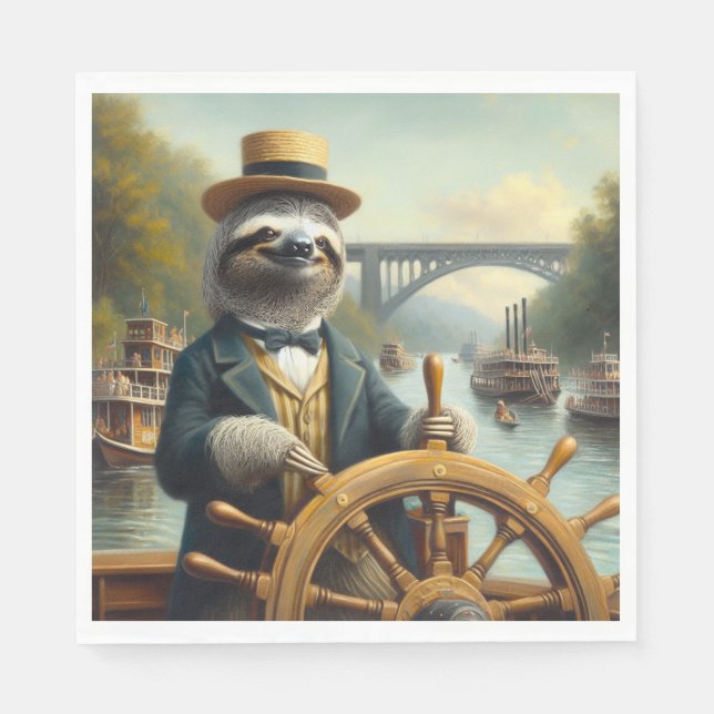 Serviette En Papier Capitaine Sloth Riverboat (Devant)