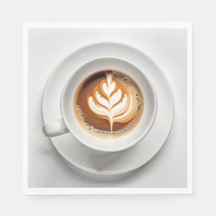 Serviette En Papier Cappuccino Design Feuille En Coupe Blanche