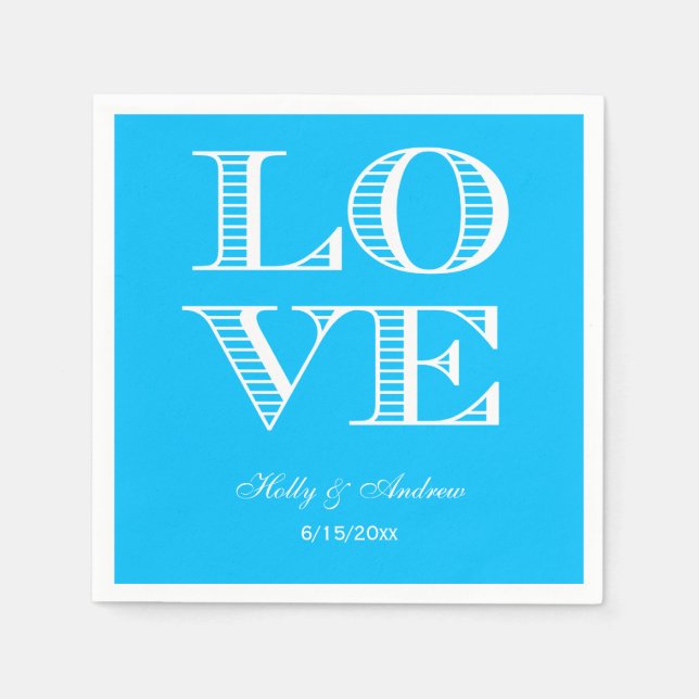Serviette En Papier Capri Bleu, serviettes LOVE (Devant)