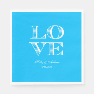 Serviette En Papier Capri Bleu, serviettes LOVE Blanc