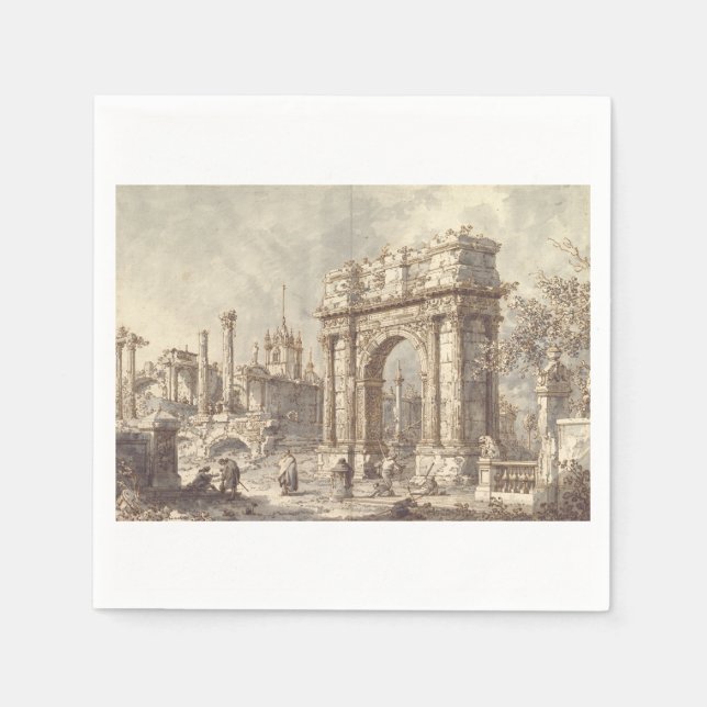 Serviette En Papier Caprice avec un arc de triomphe romain (Devant)