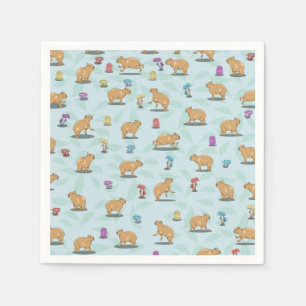 Serviette En Papier Capybara et mushroom pattern