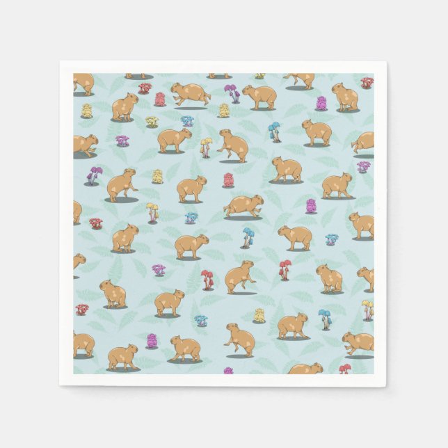 Serviette En Papier Capybara et mushroom pattern (Devant)