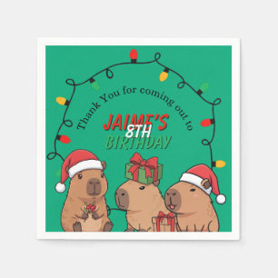 Serviette En Papier Capybara Lumières de Noël Fête d'anniversaire
