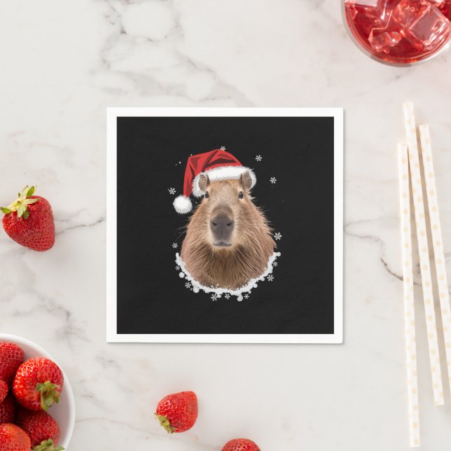 Serviette En Papier Capybara Noël drôle  (En situation)