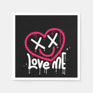 Serviette En Papier caractère de coeur avec yeux morts et sourire pulv