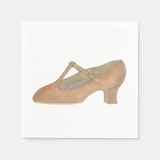 Serviette En Papier Caractère Tan T-Strap Danse Chaussure Anniversaire (Devant)