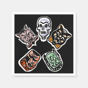 Serviette En Papier Caractères Halloween classiques   Sombre