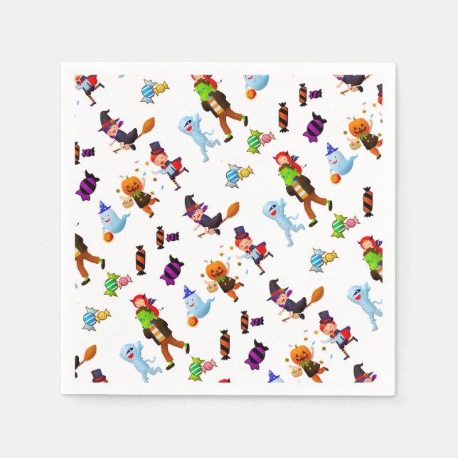Serviette En Papier Caractères Halloween mignons (Devant)