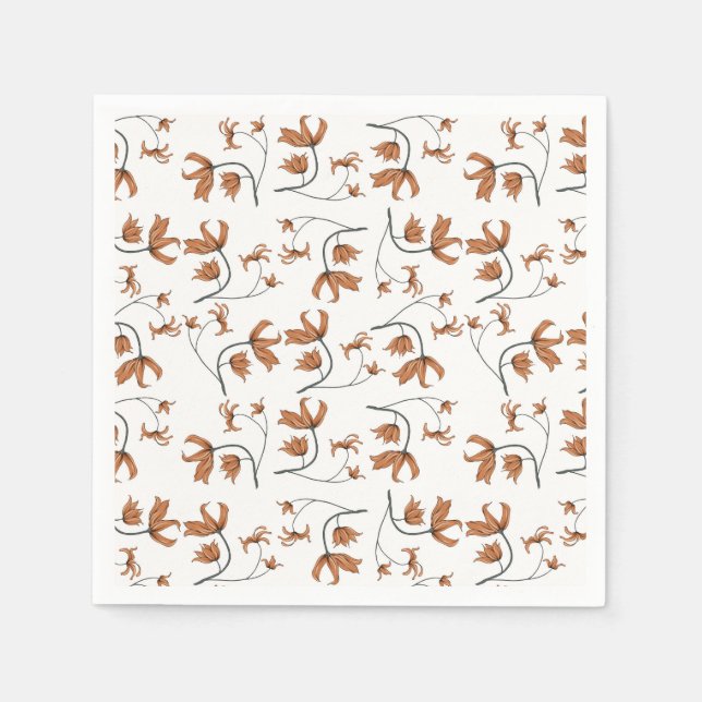 Serviette En Papier Caramel de pêche taupe florale romantique (Devant)