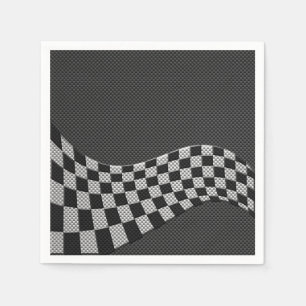 Serviette En Papier Carbone Fiber Style Racing Drapeau Checkers Vague 