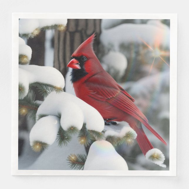 Serviette En Papier Cardinal de Noël (Devant)