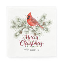 Cardinal de Noël Papier de Vacances Napkin