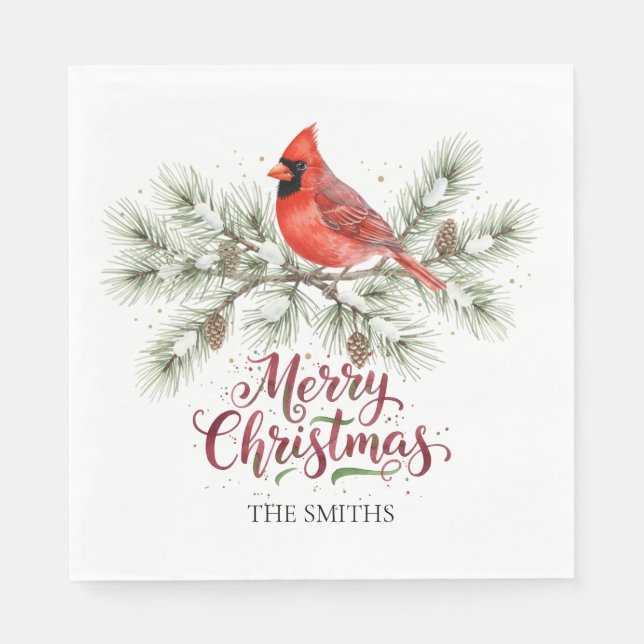 Serviette En Papier Cardinal de Noël Papier de Vacances Napkin (Devant)