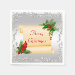 Serviette En Papier Cardinal élégant et Noël à diamants en volutes