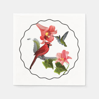 Serviette En Papier Cardinal et colibri avec Lily rose et Ivy